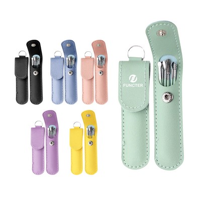 Stainless Steel Ear Scoop Six-Piece Set With Pu Bag