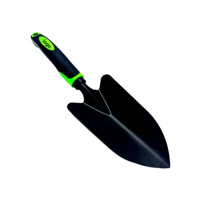 Portable Compact Black Rubber Grip Garden Metal Wide Spade