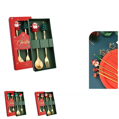 Christmas Stainless Steel Spoon & Fork Tableware Set