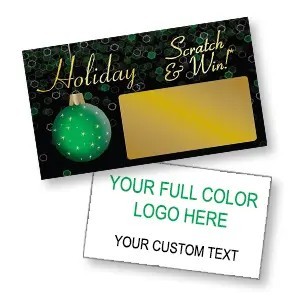 Scratch Off Cards - Holiday (Green Bulb) Scratch and Win (4 Sizes)