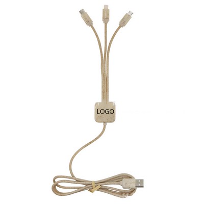 Wheat Straw Three-in-One Data Cable
