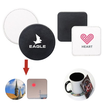 Custom Heat Transfer PU Leather Blank Coasters