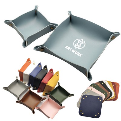 Square PU Leather Storage Tray Box