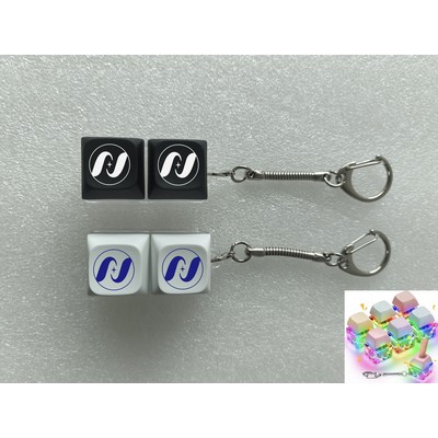 Full Color LED Light Two Key Keyboard Fidget Toys Keyboard Clicker Keychain