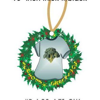 Broccoli T-Shirt Promotional Wreath Ornament w/ Black Back (4 Square Inch)