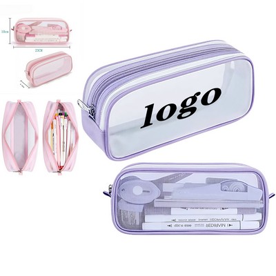 Durable Mesh Zipper Pencil Case For School And Office