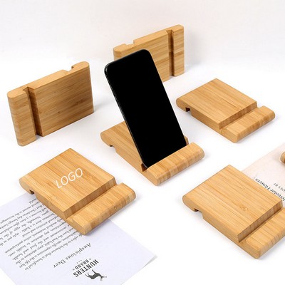 Bamboo Desktop Phone Stand Adjustable Universal Creative Hands Free Holder