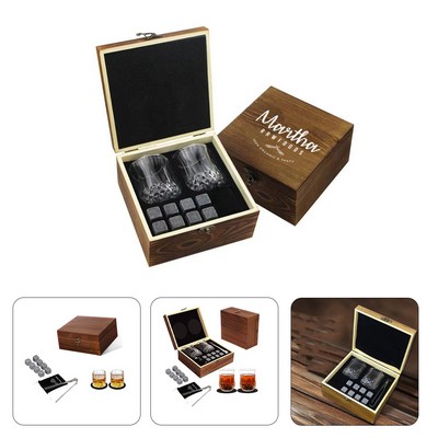 Wooden Whiskey Set with Granite Cube