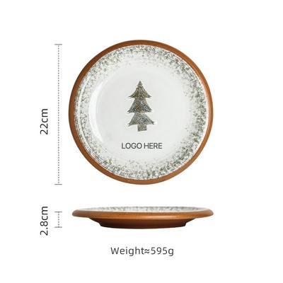 22 CM Christmas Tree Ceramic Dinnerware Plates