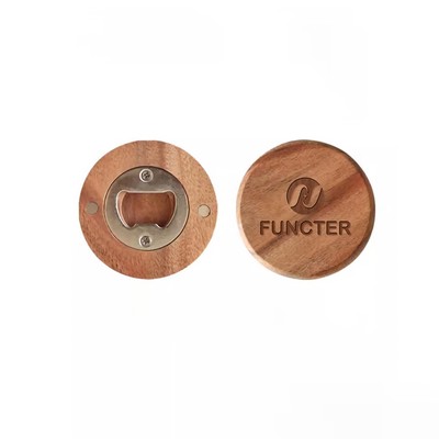 Magnetic Solid Wood Bottle Opener 2.5*2.5"