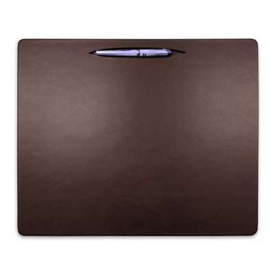 Chocolate Brown Leatherette Conference Table Pad with Pen Well, 17 x 14