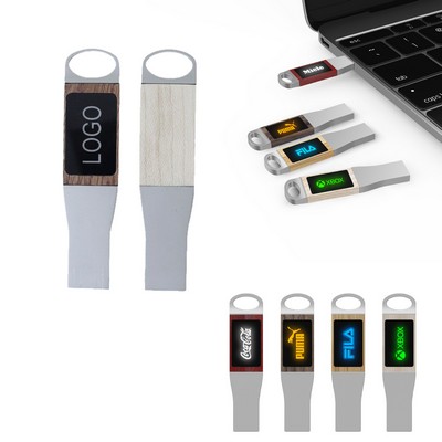 64GB LED Light Emission USB Flash Drive Wood Thumb Drive