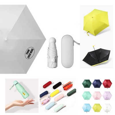 Compact UV-Protective Folding Umbrella With Carrying Case