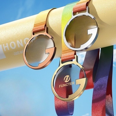 Round Man Made Crystal Aluminum Alloy Award Medal Clear Background