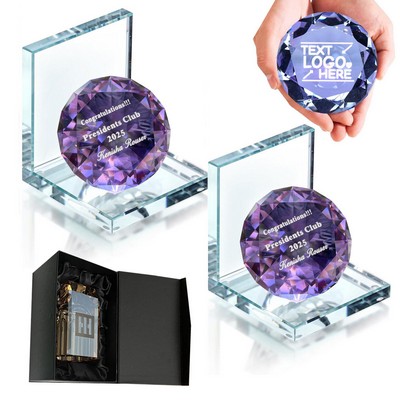 Sparkling Purple Crystal Bookends with Diamond Set of 2