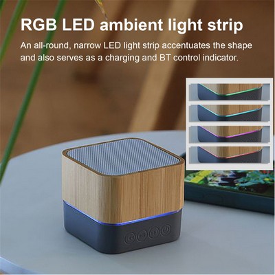 Wireless Bamboo Bluetooth Speaker With LED Lights