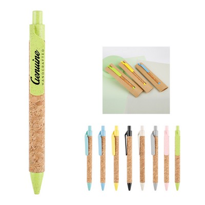 Wheat Straw Cork Retractable Ballpoint Pen