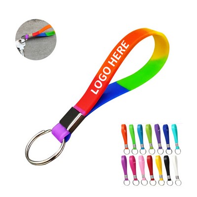 Colorful Spectrum Silicone Wristband Keyring