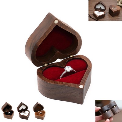 Wooden Heart Shape Ring Box