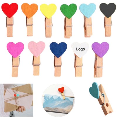 Heart Shaped Mini Wooden Clip