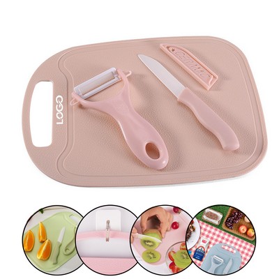 Ceramic Fruit Knife Peeler Board 3in1 Kitchen Little Set