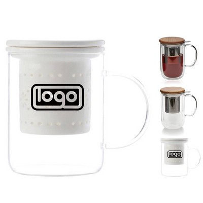 10oz Double Wall Glass Cup with Tea Infuser