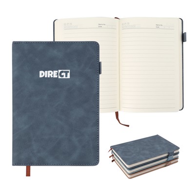 A5 PU Leather Journal Notebook w/ Pen Holder 200 Lined Pages