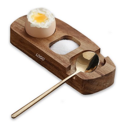 Acacia Wood Egg Holder Tray Salt Dish Boiled Egg Stand Storage Rack