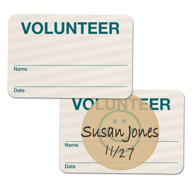 TEMPbadge™ Hand-writable Expiring School Badge Backs, VOLUNTEER