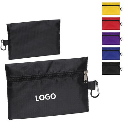 Ripstop Utility Zipper Pouch With Carabiner