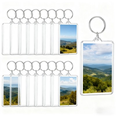 3" x 2.2" Photo Insert Keychain with metal loop