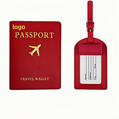 Matching Luggage Tag and Passport Holder Set for International Travelers