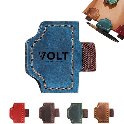 Vintage Leather Magnetic Bookmark With Pen Holder