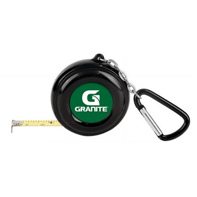6' Black Plastic Pocket Tape Measure w/Carabiner (2" x 3/4")