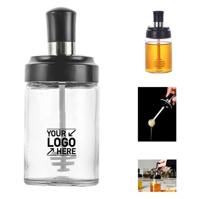 Glass Honey Dispenser Jar with Dipper Lid