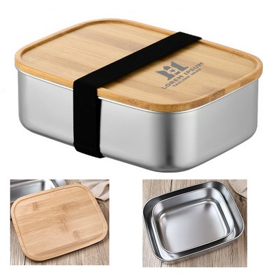 Stainless Steel Bento Box with Bamboo Lid