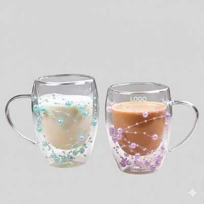 High Borosilicate Double Wall Glass Coffee Mug Handle Insulated Cup Valentine's Day Gift