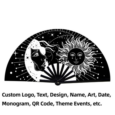 Sun And Moon Rave Folding Fan For Festival Dance