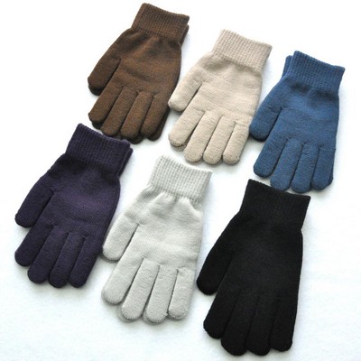 Unisex Knit Fleece Lined Winter Warm Gloves Custom Logo