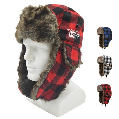 Warm Plaid Earflap Hat