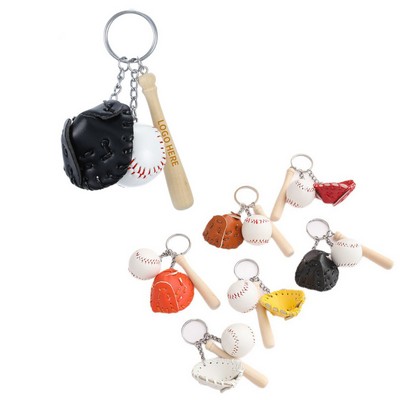 Baseball Bat & Glove Keychain Set