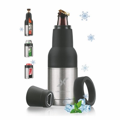 Beer Bottle and Can Cooler with Beer Opener, 12 oz. Slim Can Beer Bottle Insulators Holder, Vacuum