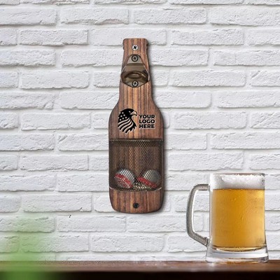 Vintage Wood Wall Mounted Beer Bottle Opener