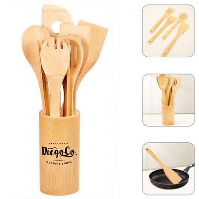Natural Bamboo Cooking Set with Holder