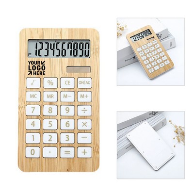 Wooden 10 Digit Solar Calculator