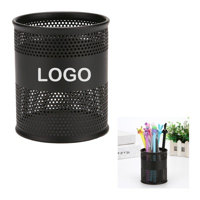 Black Mesh Metal Pen Cup
