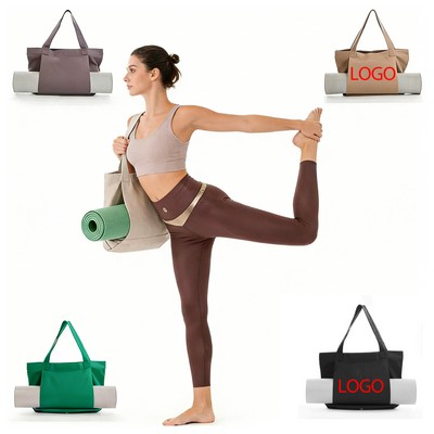 Canvas Tote Bag with Yoga Mat Carrier Pocket