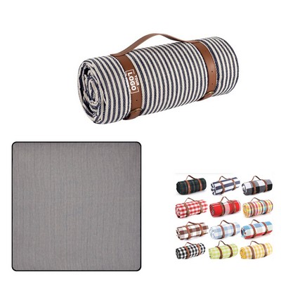 Outdoor Waterproof Picnic Mat with Leather Tie Straps