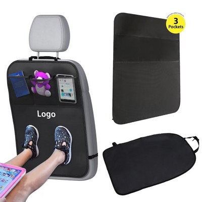 Black Car Seat Cover for with 3 Pocket Storage Organizer