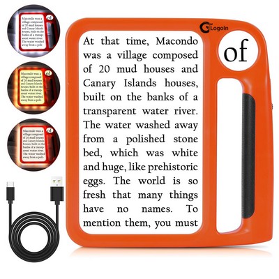 5X 10X Full-Page Handheld Magnifier Glass with Light Rechargeable